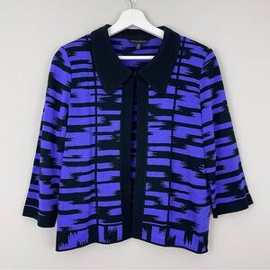 Ming Wang Purple and Black Striped Sweater